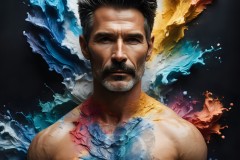 Abstract Male Art Ai Photos of Beautiful Men Enveloped by Vibrant Colors