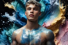 Abstract Male Art Ai Photos of Beautiful Men Enveloped by Vibrant Colors