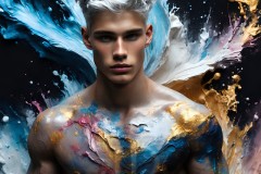 Abstract Male Art Ai Photos of Beautiful Men Enveloped by Vibrant Colors