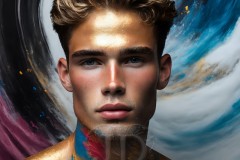 Abstract Male Art Ai Photos of Beautiful Men Enveloped by Vibrant Colors