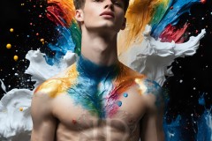 Abstract Male Art Ai Photos of Beautiful Men Enveloped by Vibrant Colors