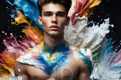 Abstract Male Art Ai Photos of Beautiful Men Enveloped by Vibrant Colors