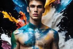 Abstract Male Art Ai Photos of Beautiful Men Enveloped by Vibrant Colors