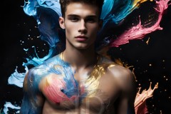 Abstract Male Art Ai Photos of Beautiful Men Enveloped by Vibrant Colors