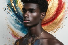 Abstract Male Art Ai Photos of Beautiful Men Enveloped by Vibrant Colors