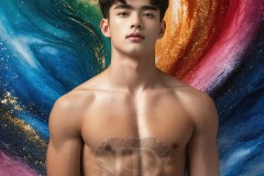Abstract Male Art Ai Photos of Beautiful Men Enveloped by Vibrant Colors