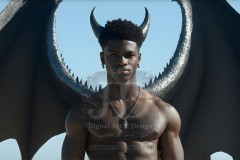 The Dragon Prince - A very attractive shirtless young male prince,standing next to him a huge dragon.