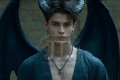The Dragon Prince - A very attractive shirtless young male prince,standing next to him a huge dragon.