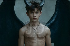 The Dragon Prince - A very attractive shirtless young male prince,standing next to him a huge dragon.