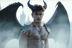 The Dragon Prince - A very attractive shirtless young male prince,standing next to him a huge dragon.