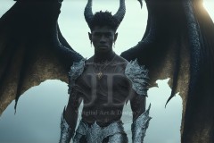 The Dragon Prince - A very attractive shirtless young male prince,standing next to him a huge dragon.