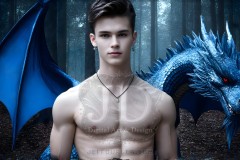 The Dragon Prince - A very attractive shirtless young male prince,standing next to him a huge dragon.