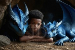 The Dragon Prince - A very attractive shirtless young male prince,standing next to him a huge dragon.