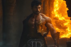 Elemental Mages,handsome men,fantasy,and magic,brought to life through the magic of AI