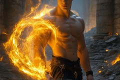 Elemental Mages,handsome men,fantasy,and magic,brought to life through the magic of AI