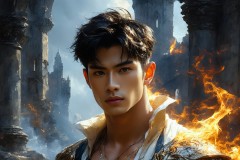 Elemental Mages,handsome men,fantasy,and magic,brought to life through the magic of AI