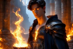 Elemental Mages,handsome men,fantasy,and magic,brought to life through the magic of AI
