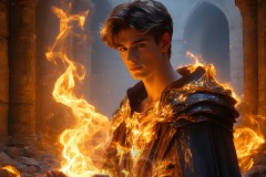 Elemental Mages,handsome men,fantasy,and magic,brought to life through the magic of AI