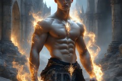 Elemental Mages,handsome men,fantasy,and magic,brought to life through the magic of AI