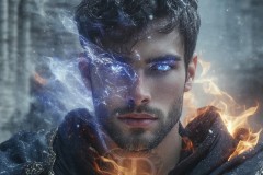 Elemental Mages,handsome men,fantasy,and magic,brought to life through the magic of AI