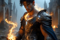 Elemental Mages,handsome men,fantasy,and magic,brought to life through the magic of AI