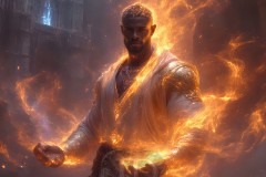 Elemental Mages,handsome men,fantasy,and magic,brought to life through the magic of AI