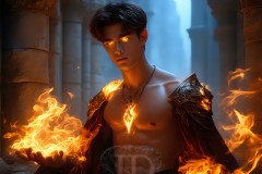 Elemental Mages,handsome men,fantasy,and magic,brought to life through the magic of AI