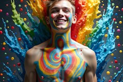 Abstract Male Art Photos of Handsome Men Having Fun with Colors
