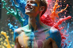 Abstract Male Art Photos of Handsome Men Having Fun with Colors