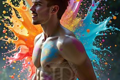 Abstract Male Art Photos of Handsome Men Having Fun with Colors