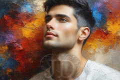 Painting Comes to Life - A Handsome Beautiful Man comes to life and emerges from canvas.
