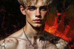 Painting Comes to Life - A Handsome Beautiful Man comes to life and emerges from canvas.