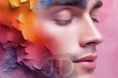 Painting Comes to Life - A Handsome Beautiful Man comes to life and emerges from canvas.