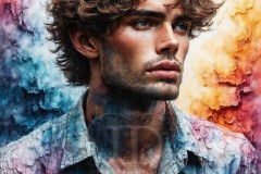 Painting Comes to Life - A Handsome Beautiful Man comes to life and emerges from canvas.