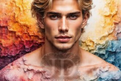 Painting Comes to Life - A Handsome Beautiful Man comes to life and emerges from canvas.