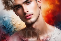 Painting Comes to Life - A Handsome Beautiful Man comes to life and emerges from canvas.