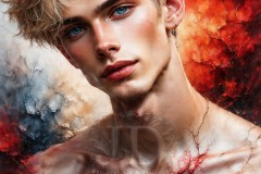 Painting Comes to Life - A Handsome Beautiful Man comes to life and emerges from canvas.