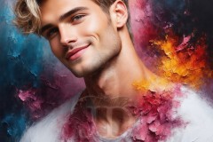 Painting Comes to Life - A Handsome Beautiful Man comes to life and emerges from canvas.