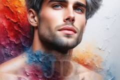 Painting Comes to Life - A Handsome Beautiful Man comes to life and emerges from canvas.