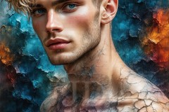 Painting Comes to Life - A Handsome Beautiful Man comes to life and emerges from canvas.