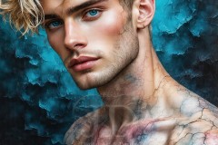 Painting Comes to Life - A Handsome Beautiful Man comes to life and emerges from canvas.