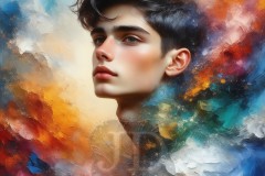 Painting Comes to Life - A Handsome Beautiful Man comes to life and emerges from canvas.