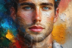 Painting Comes to Life - A Handsome Beautiful Man comes to life and emerges from canvas.
