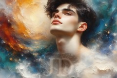 Painting Comes to Life - A Handsome Beautiful Man comes to life and emerges from canvas.