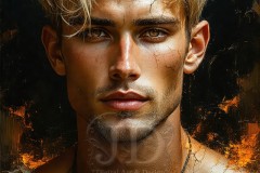 Painting Comes to Life - A Handsome Beautiful Man comes to life and emerges from canvas.