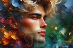 Painting Comes to Life - A Handsome Beautiful Man comes to life and emerges from canvas.