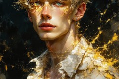 Painting Comes to Life - A Handsome Beautiful Man comes to life and emerges from canvas.