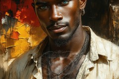 Painting Comes to Life - A Handsome Beautiful Man comes to life and emerges from canvas.