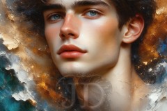 Painting Comes to Life - A Handsome Beautiful Man comes to life and emerges from canvas.