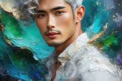 Painting Comes to Life - A Handsome Beautiful Man comes to life and emerges from canvas.